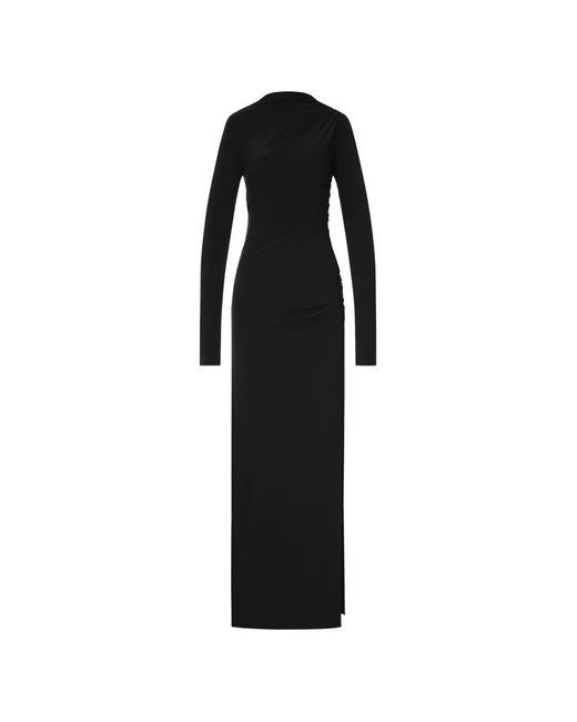 ANDAMANE Black Astra Ruched Long-Sleeve Dress