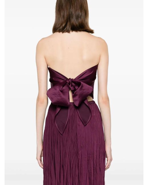 Forte_forte Purple Tie-Fastening Satin Cropped Top