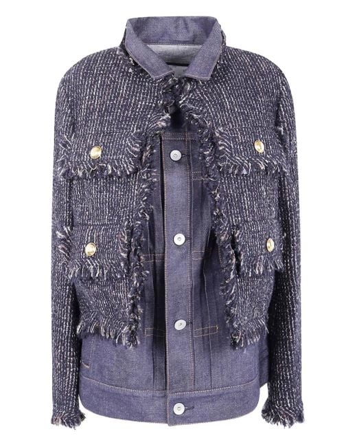 Sacai ツイードパネル デニムジャケット Blue
