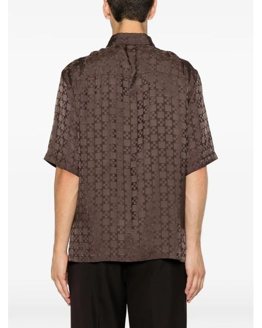 Sandro Brown Monogram-Pattern Shirt for men