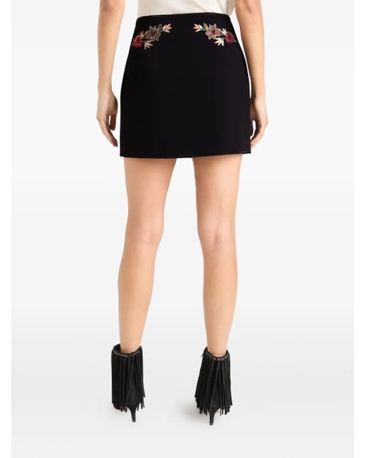 Cinq À Sept Western Amour Doris Mini-Rok Met Geborduurde Bloemen in het Black