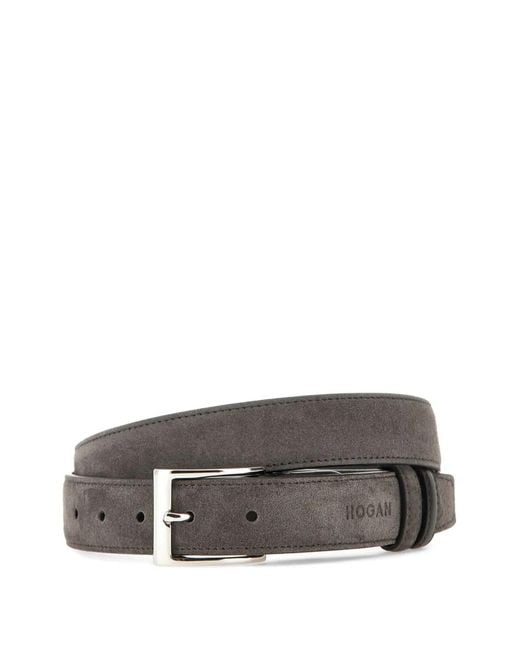 Hogan Gray Logo Buckle Belt for men