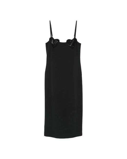 Blumarine Black Heart-Motif Embellished Midi Dress