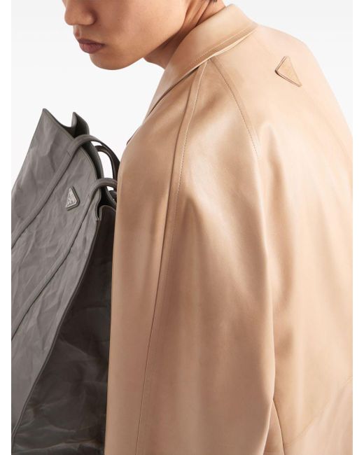 Manteau oversize à taille ceinturée Prada pour homme en coloris Natural