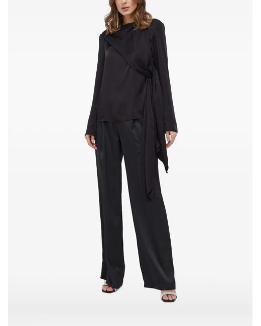 Bardot Black Draped Tie-Front Blouse