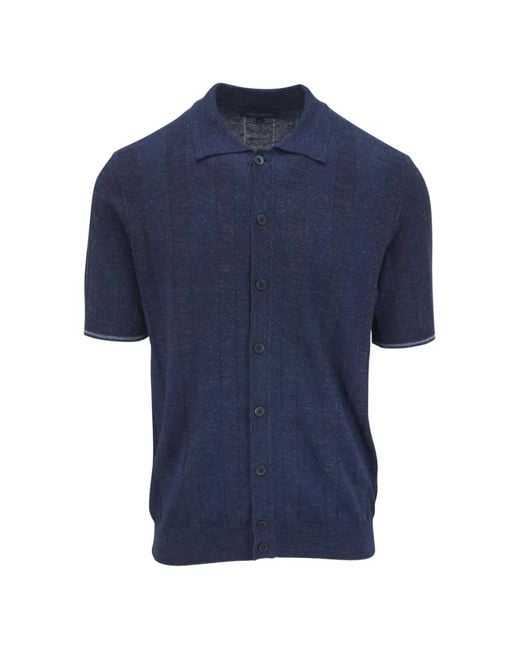 Patrick Assaraf Blue Short-Sleeve Shirt for men