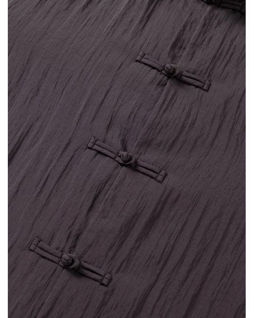 Shanghai Tang Purple Fortune Frog-Fastening Shirt for men