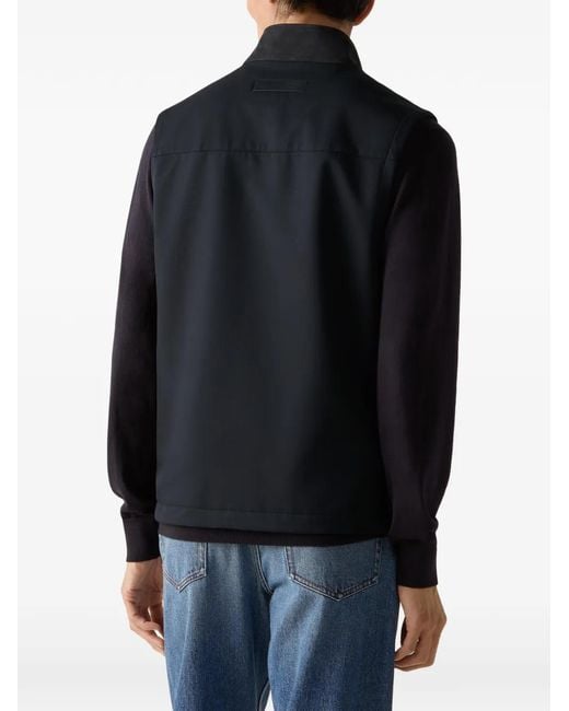 Zegna Blue Button-Up Gilet for men