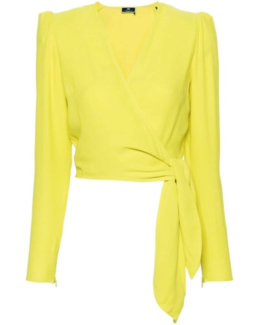 Blusa con diseño cruzado Elisabetta Franchi de color Yellow