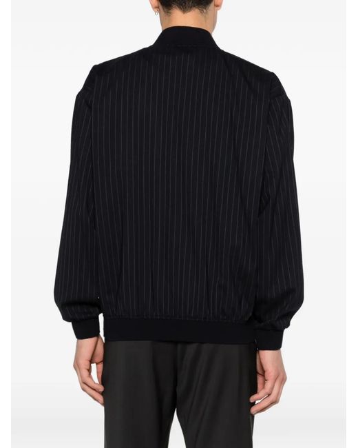 Barena Black Veste Bomber Zippée À Fines Rayures for men