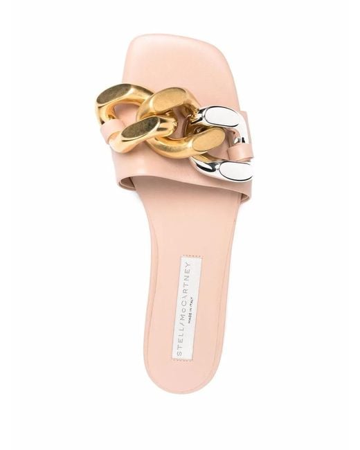Stella McCartney Natural Falabella Chain-Embellished Flat Sandals