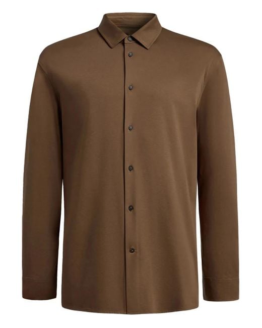 12 STOREEZ Brown Button Pima Cotton Shirt for men