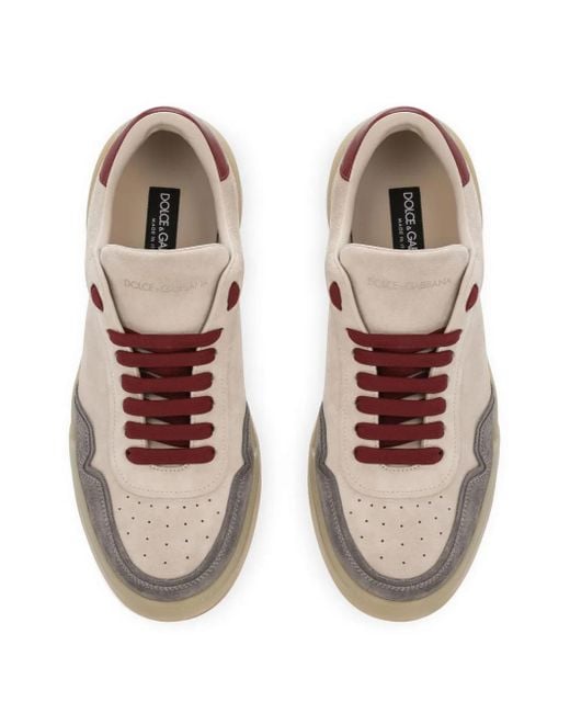 Dolce & Gabbana Pink New Roma Panelled Suede Sneakers for men