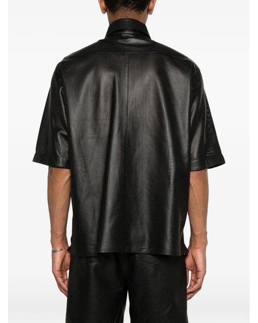 Arma Black Leather Shirt for men