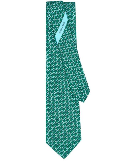 Ferragamo Green Geometric-Patterned Tie for men