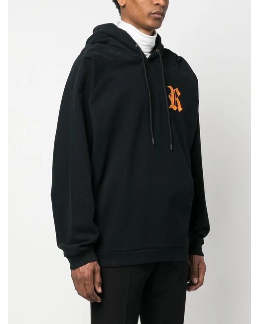 Raf Simons Black Monogram-Print Hoodie for men