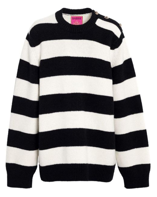 Barrie Black Striped Intarsia-knit Jumper