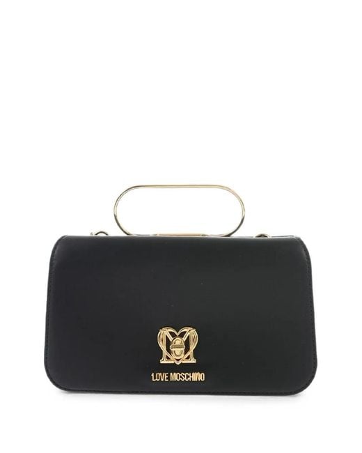 Moschino Black Logo-Plaque Cutch Bag