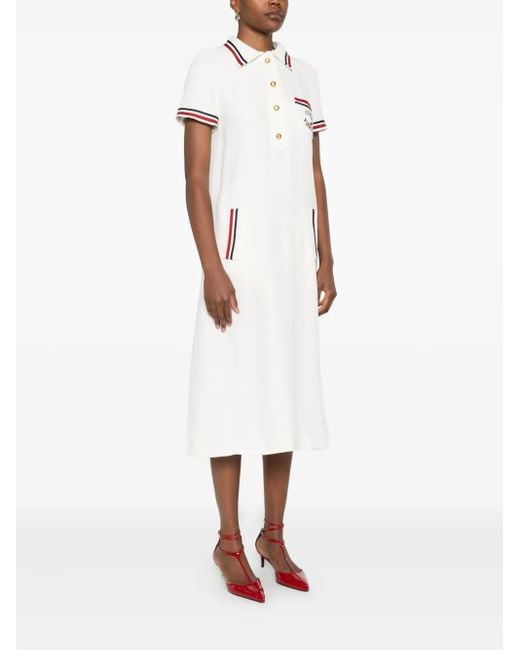 Valentino Garavani White Cherry-Embellished Polo Midi Dress