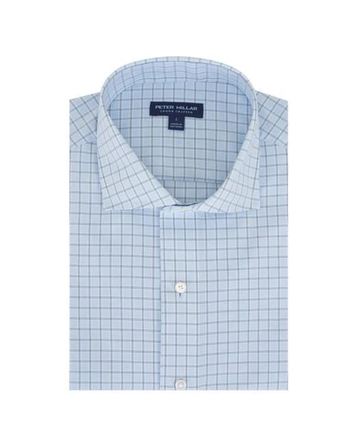 Peter Millar Geruit Overhemd in het Blue voor heren