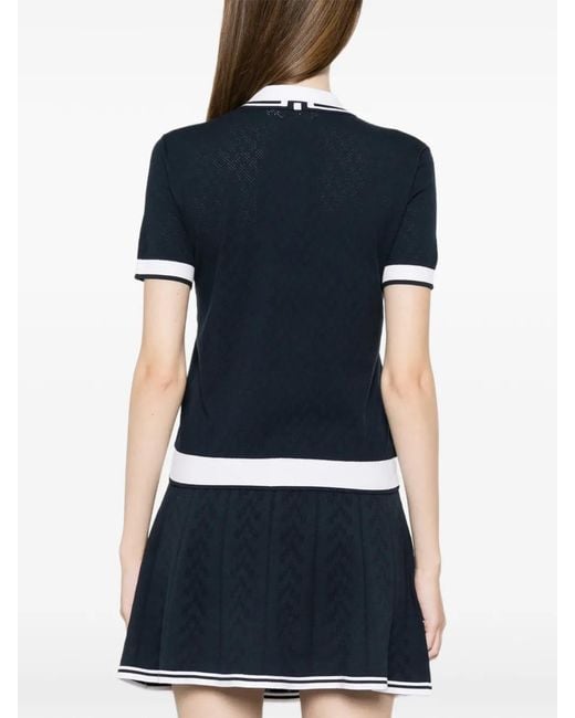 J.Lindeberg Blue Polly Pointelle Polo Top