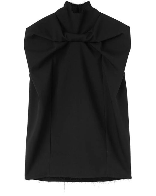 Jil Sander Black Raw-Cut High-Neck Top