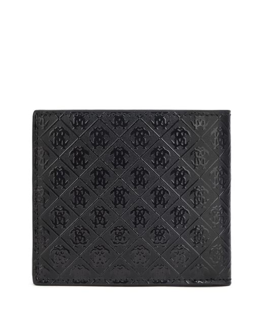 Roberto Cavalli Black Monogram-Embossed Bi-Fold Wallet for men