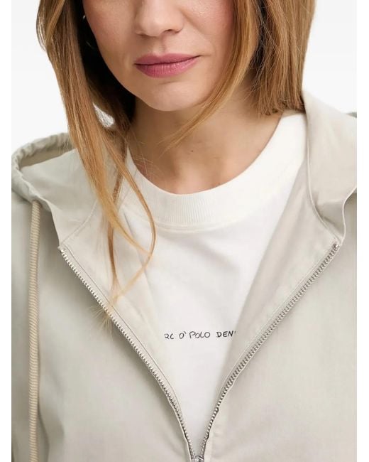 Marc O' Polo White Hooded Zip-Up Jacket