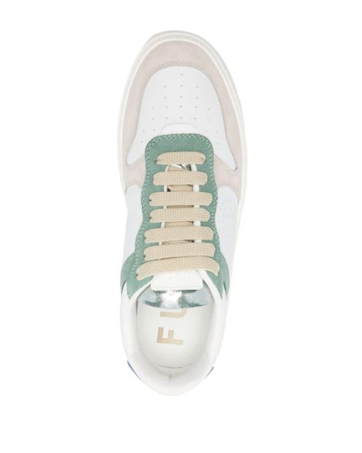 Furla White Panelled Leather Chunky Sneakers
