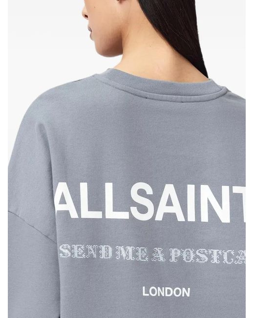 AllSaints Gray Logo-Print Oversized Sweatshirt