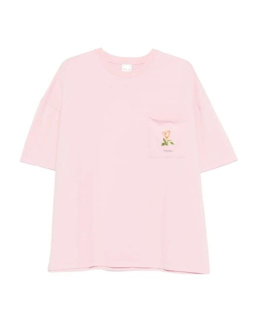 Nanushka Pink Rose-Print T-Shirt