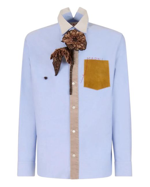 メンズ Marni コントラストカラー シャツ Blue