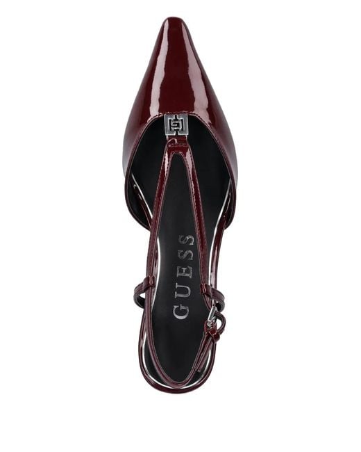 Guess Brown Pointed-Toe Strap Heeled Pumps
