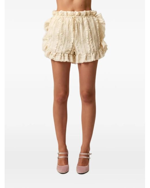 AKNVAS Natural Ruffled Textured-Finish Shorts