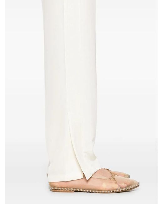 Twinset White Embroidered Crepe Trousers