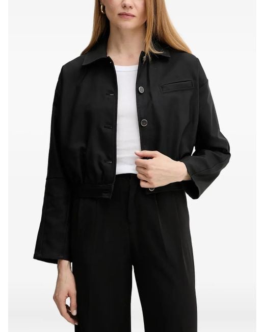 Guess Black Button-Fastening Cinched Jacket