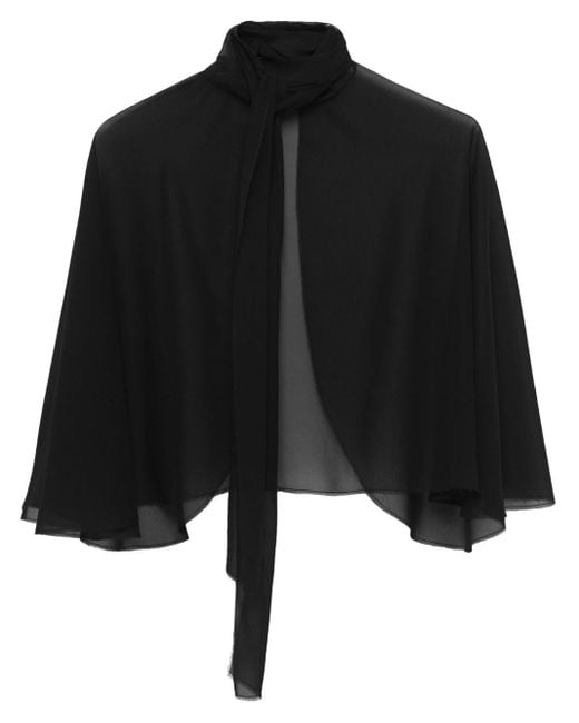 Prada Cape-style Georgette Blouse in Black | Lyst UK