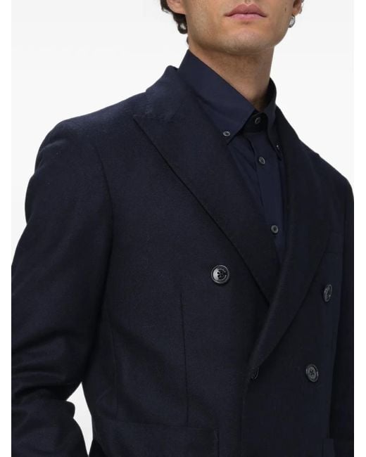 Brooksfield Blue Double-Breasted Wool Coat for men