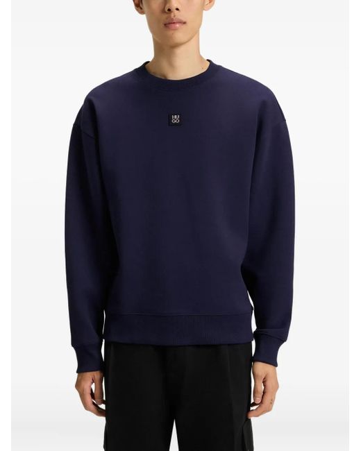 HUGO Blue Logo-Plaque Sweatshirt for men