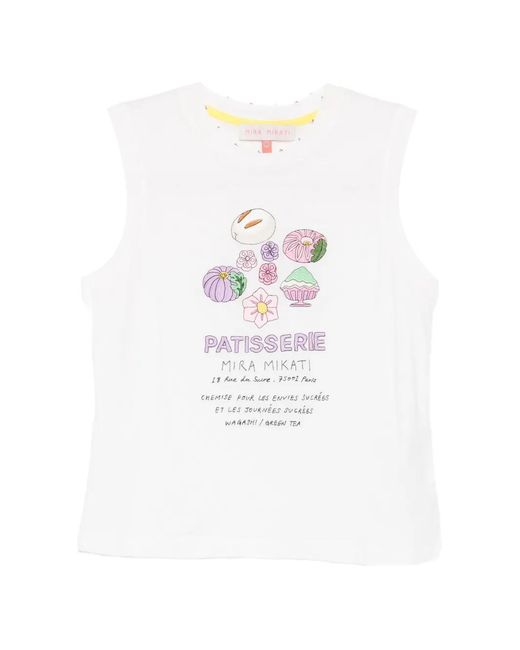 MIRA MIKATI White Graphic-Print Sleeveless T-Shirt