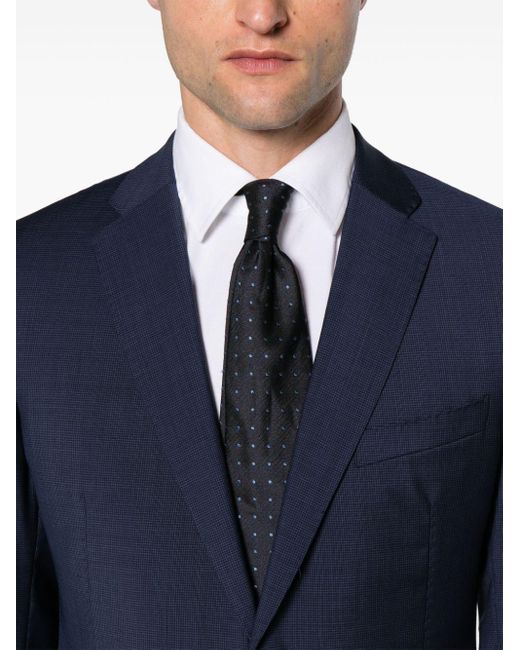 Emporio Armani Blue Checked Single-breasted Suit for men