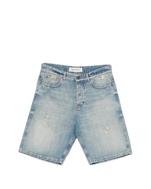 Amaranto Blue Short En Jean À Effet Usé for men