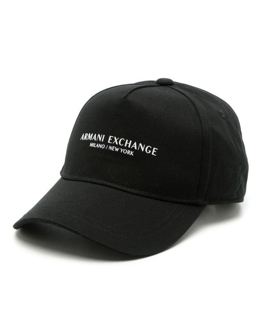 Armani Exchange Black Baseballkappe mit grafischem Print