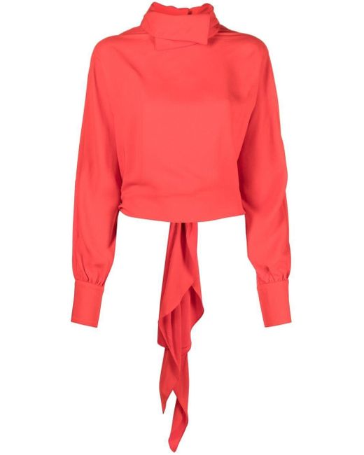 Del Core Back-tie Long-sleeve Top in Red