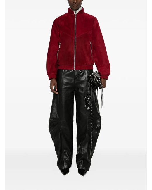 MITILIANE COUTURE Red Suede Zip-Up Jacket