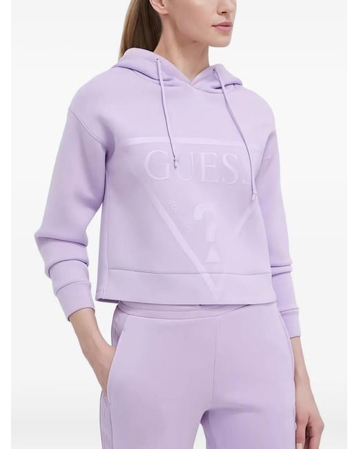 Guess Purple Embossed Hooded Sweatshirt