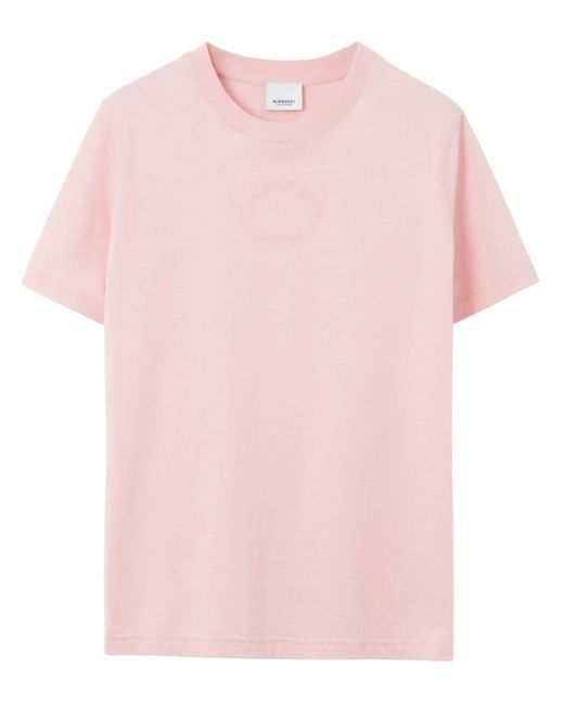 Burberry Pink Embroidered Organic-cotton T-shirt