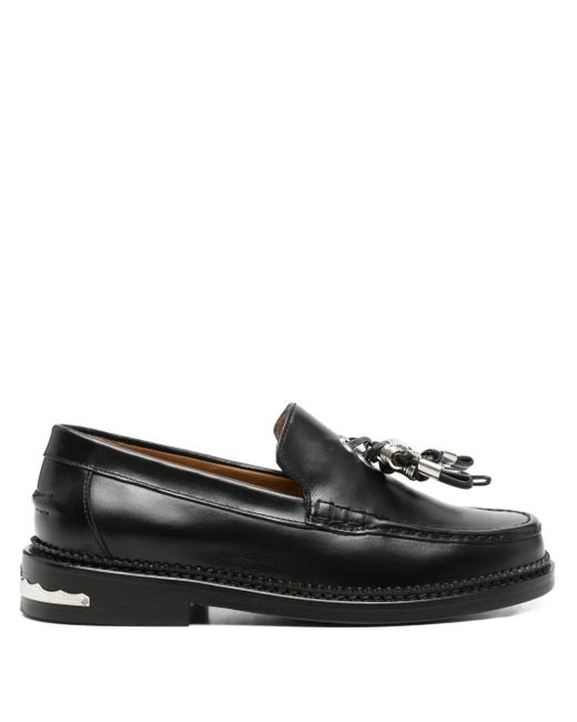 Toga Black Tassel-Embellished Leather Loafers