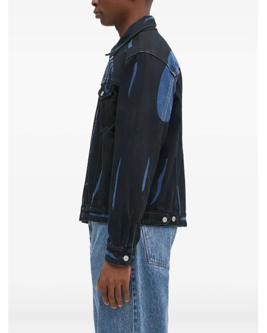 Evisu Blue Buttoned Graphic Jacket for men