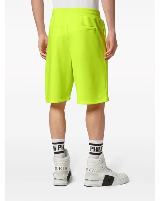 Philipp Plein Green Logo-Embossed Track Shorts for men